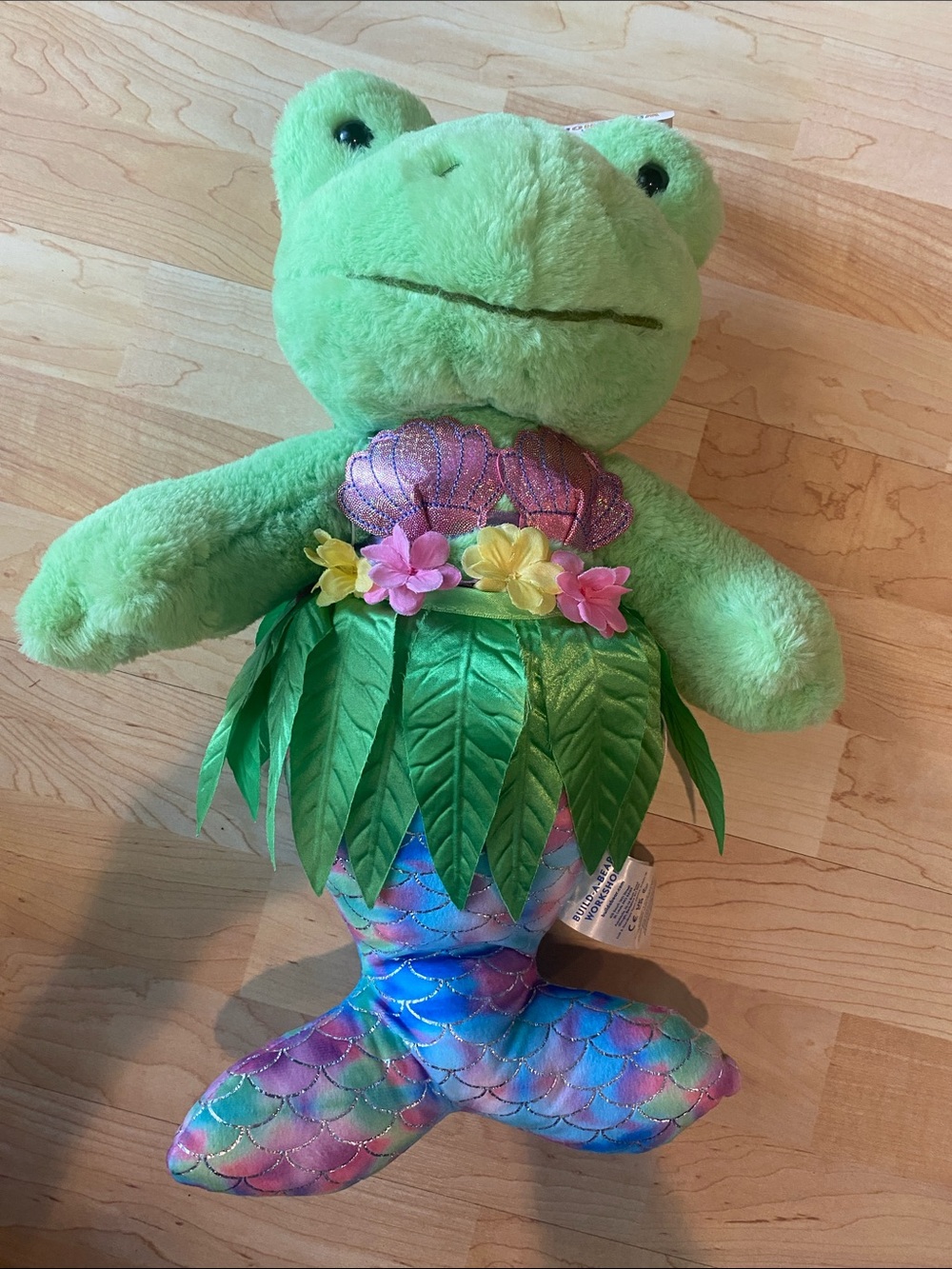 NWT Build a Bear plush Mermaid Frog Stuffed Animal with Rainbow Scale Tail